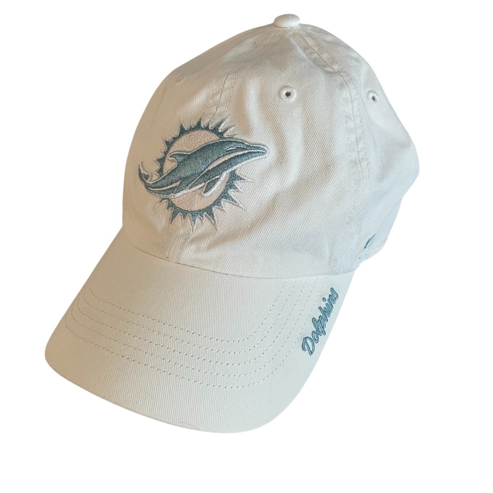 Miami Dolphins Women’s NFL 47 Dad Hat Football Cheer Adjustable Strap White Blue